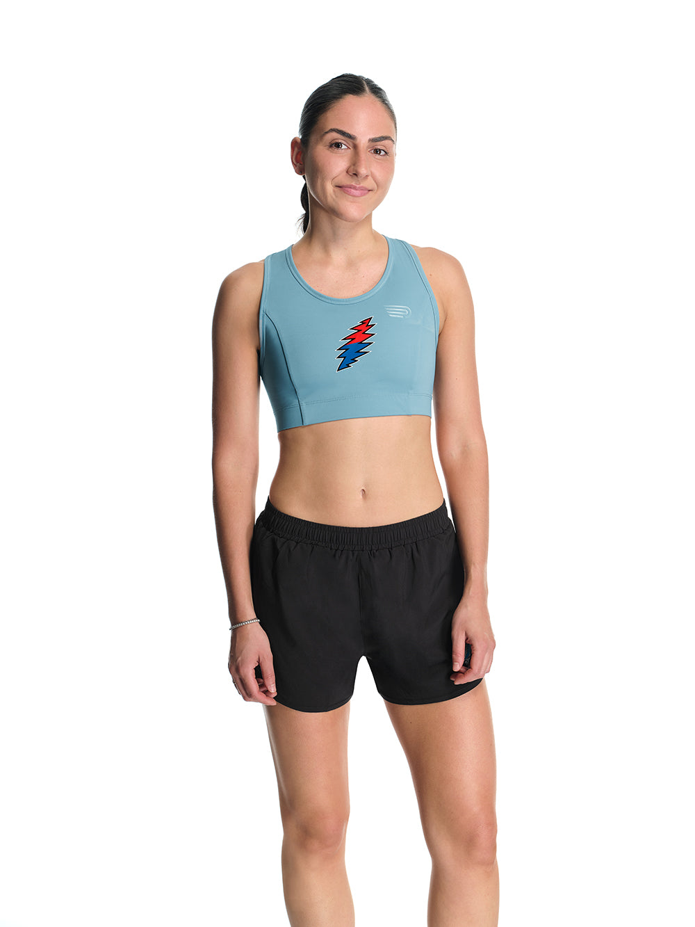 Women's Sustain Long Line Crop Bra Bluestone